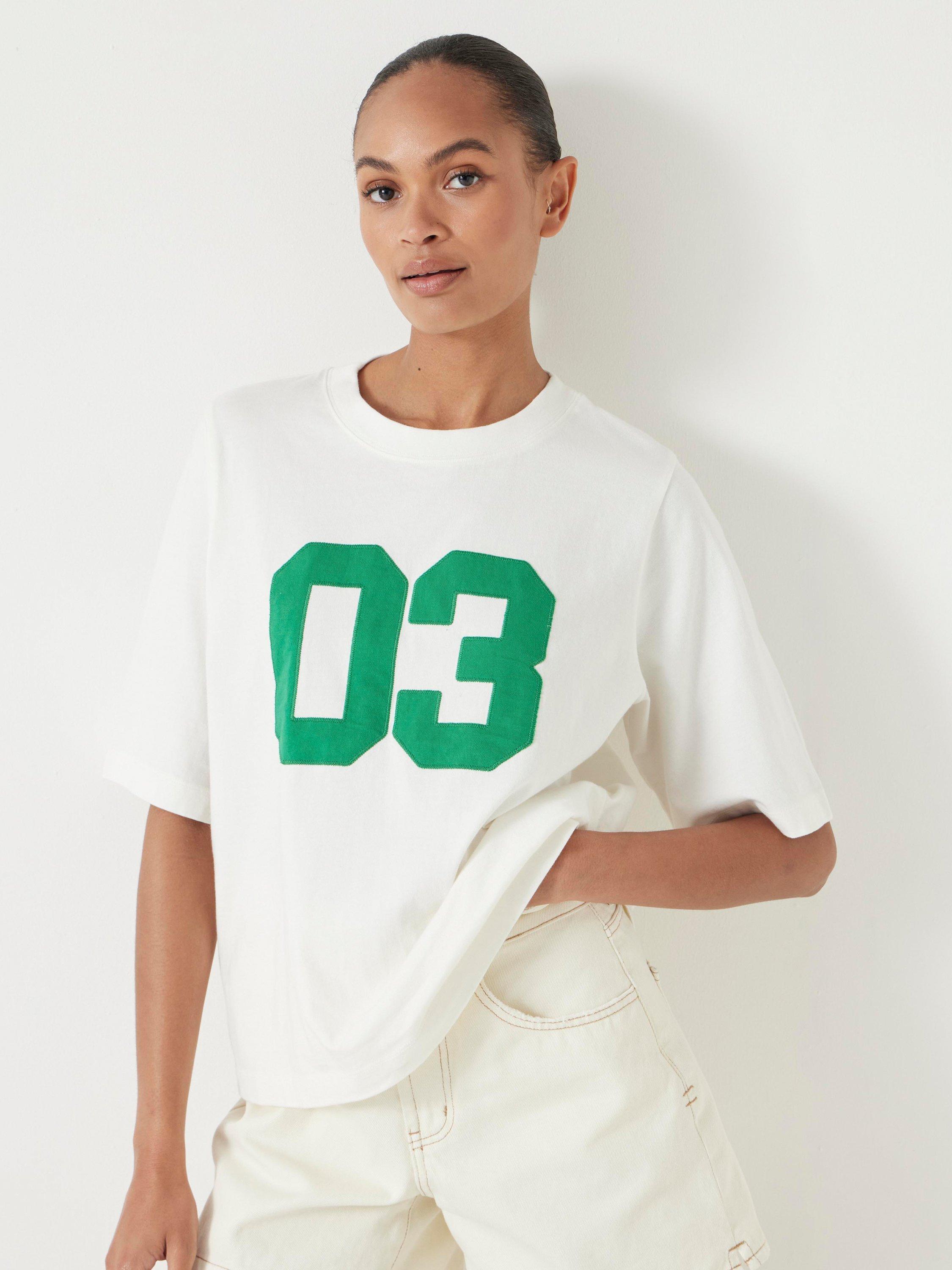 Product image 1 of 5, which shows HUSH Collegiate Number T-Shirt, Off White, L-XL