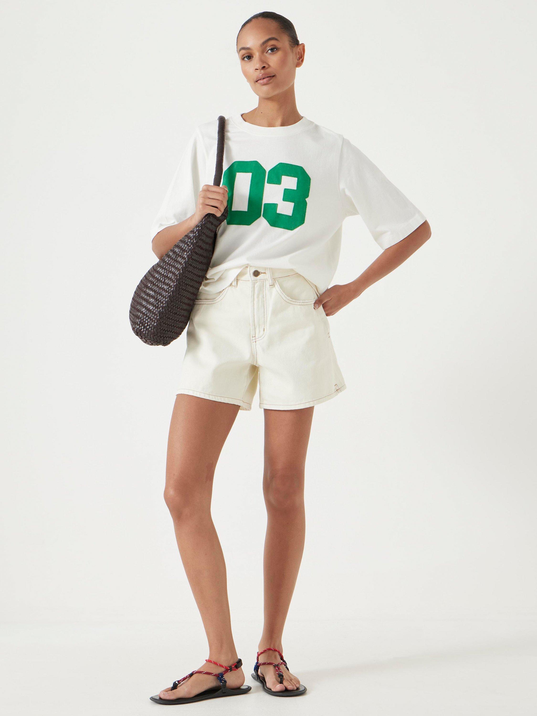 Product image 2 of 5, which shows HUSH Collegiate Number T-Shirt, Off White, L-XL