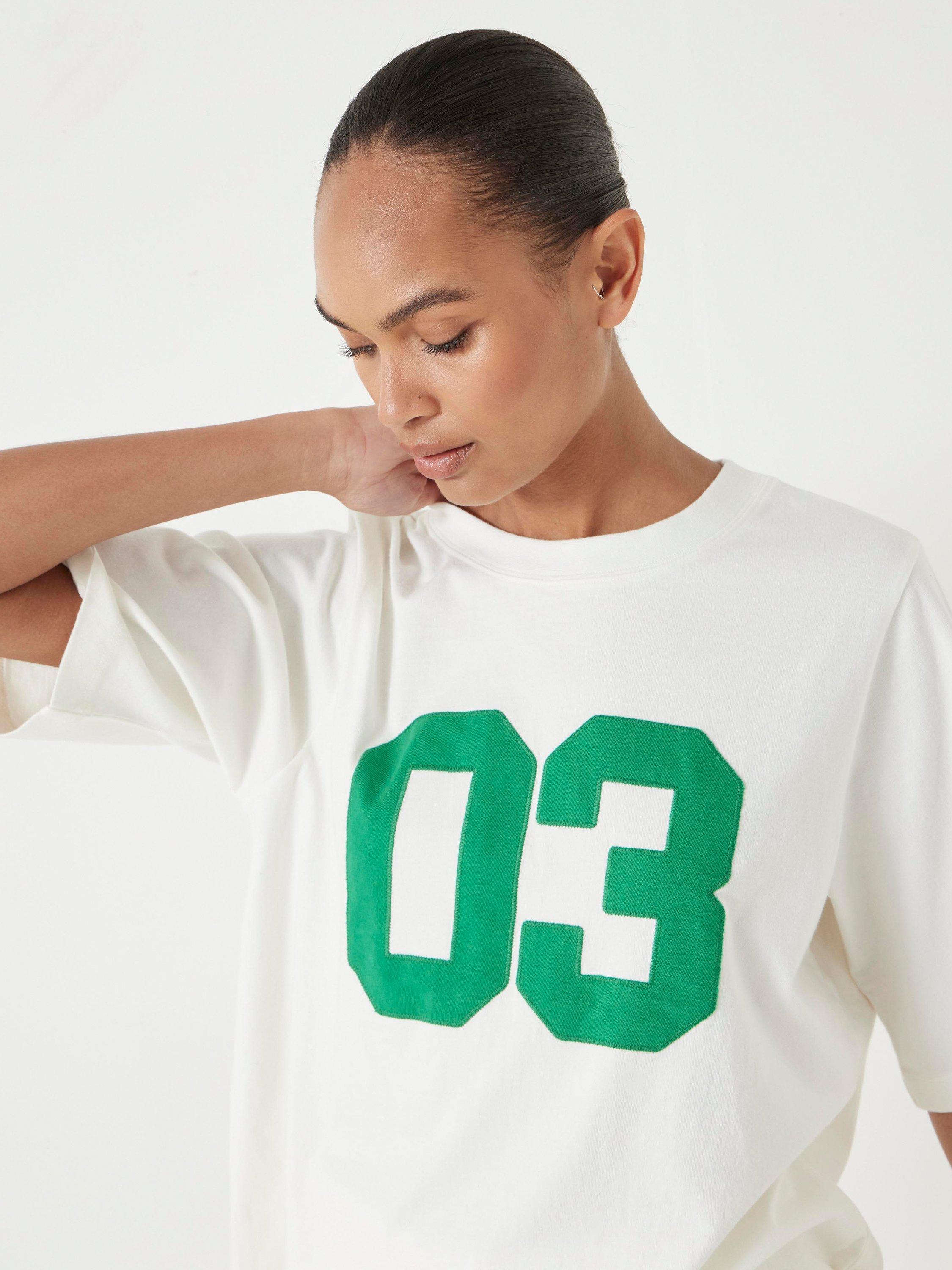 Product image 5 of 5, which shows HUSH Collegiate Number T-Shirt, Off White, L-XL