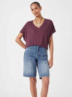 HUSH Rosalia Linen Blend T-Shirt, Burgundy Red