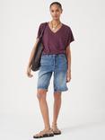 HUSH Rosalia Linen Blend T-Shirt, Burgundy Red