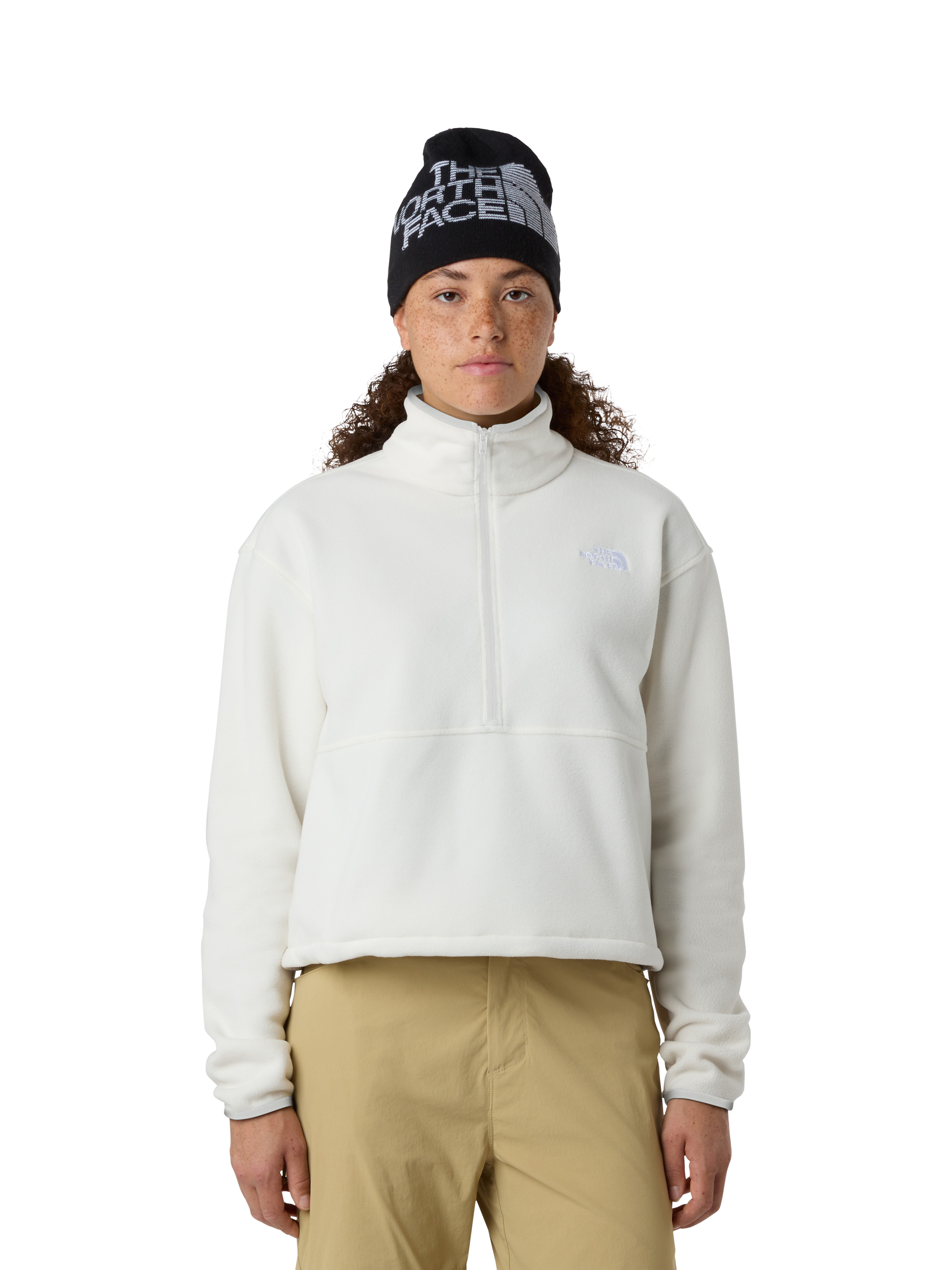 Product image 1 of 5, which shows The North Face Glacier 1/2 Zip Fleece, White Dune, L