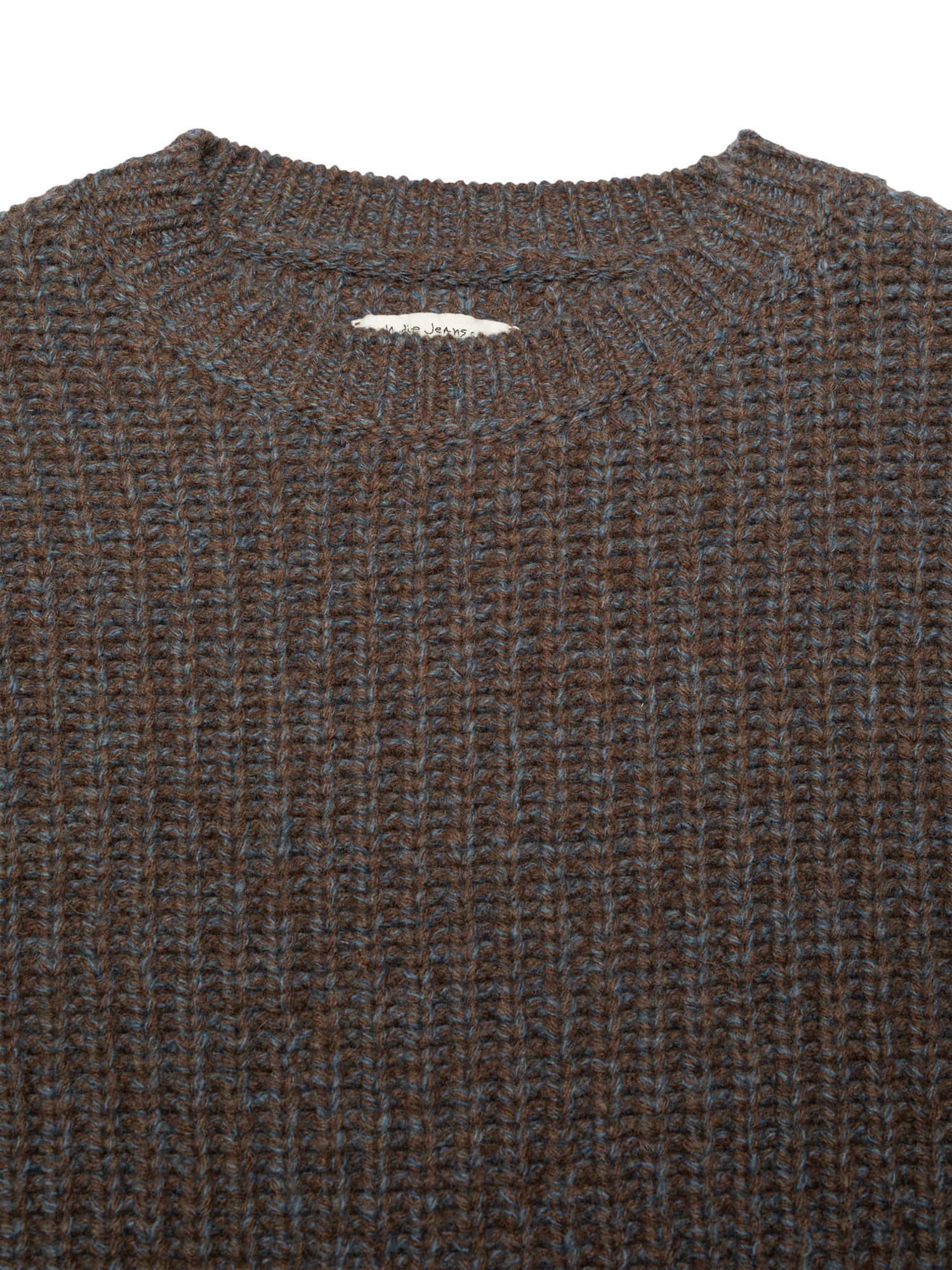 Product image 2 of 5, which shows Nudie Jeans August Chunky Wool Knit Jumper, Brown, S