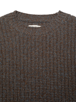 Nudie Jeans August Chunky Wool Knit Jumper, Brown - view 2, Brown