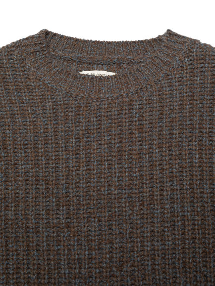 Nudie Jeans August Chunky Wool Knit Jumper, Brown - view 2, Brown