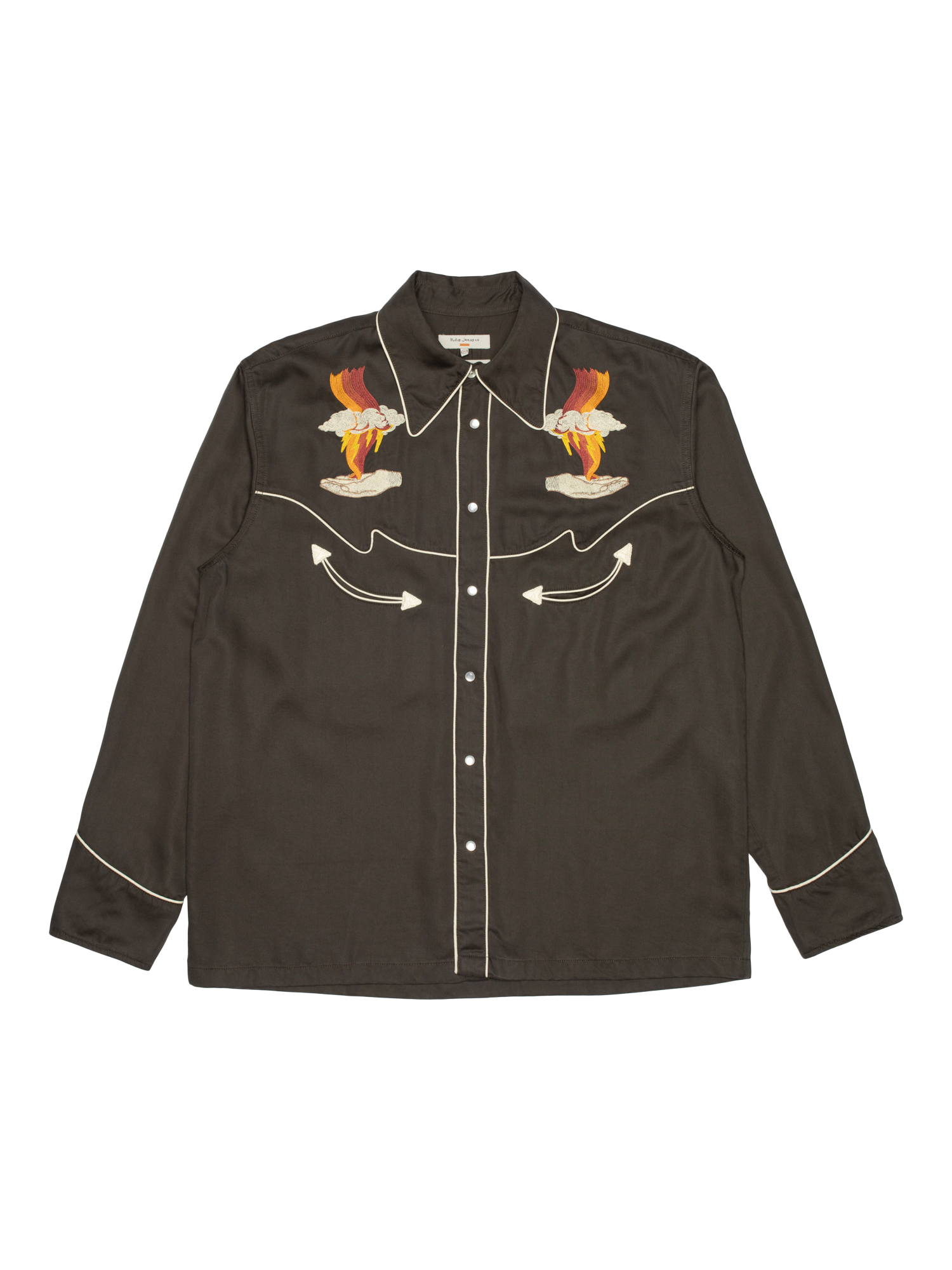 Product image 1 of 6, which shows Nudie Jeans Gonzo Western Shirt, Brown, S