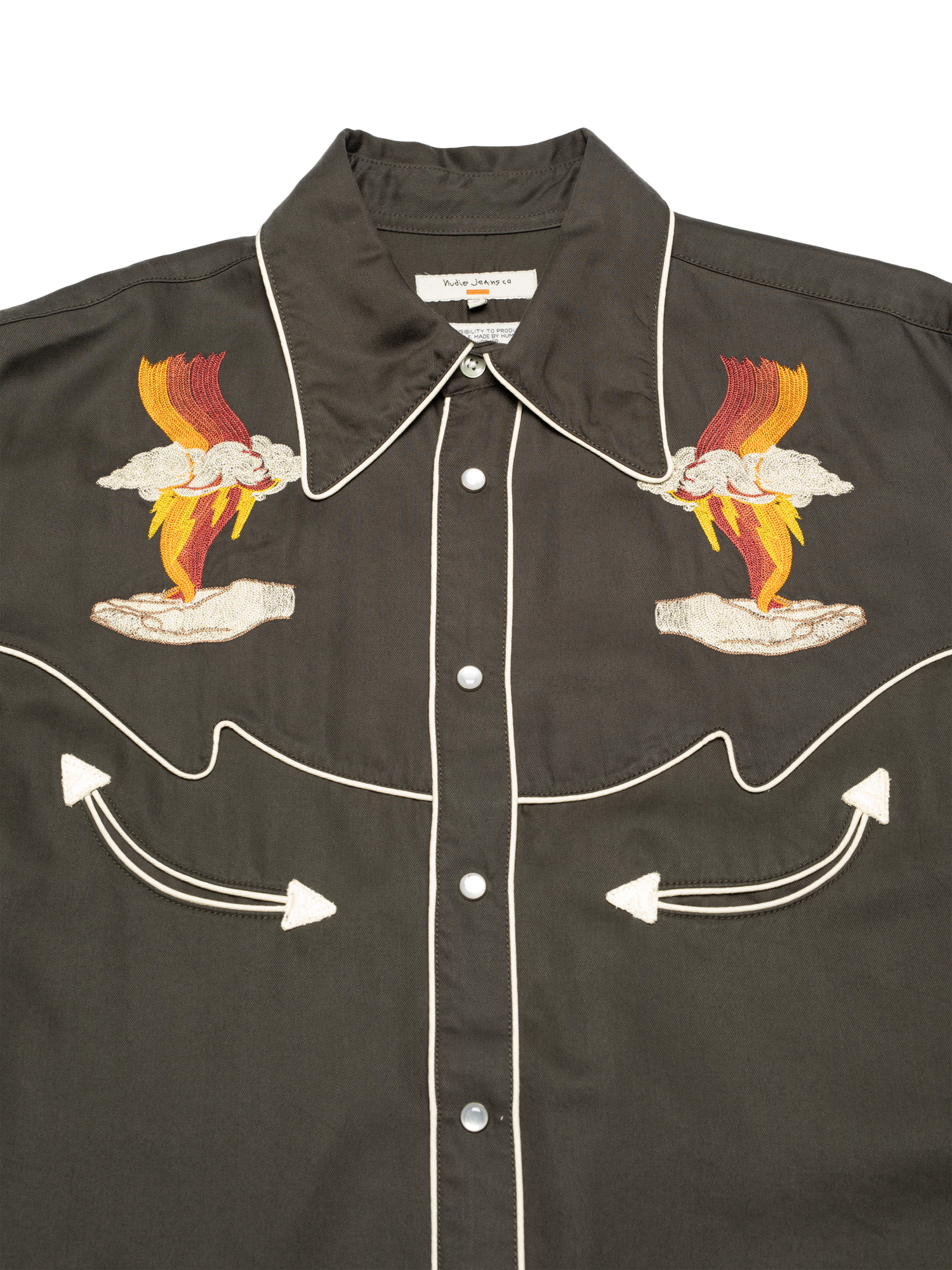 Product image 2 of 6, which shows Nudie Jeans Gonzo Western Shirt, Brown, S