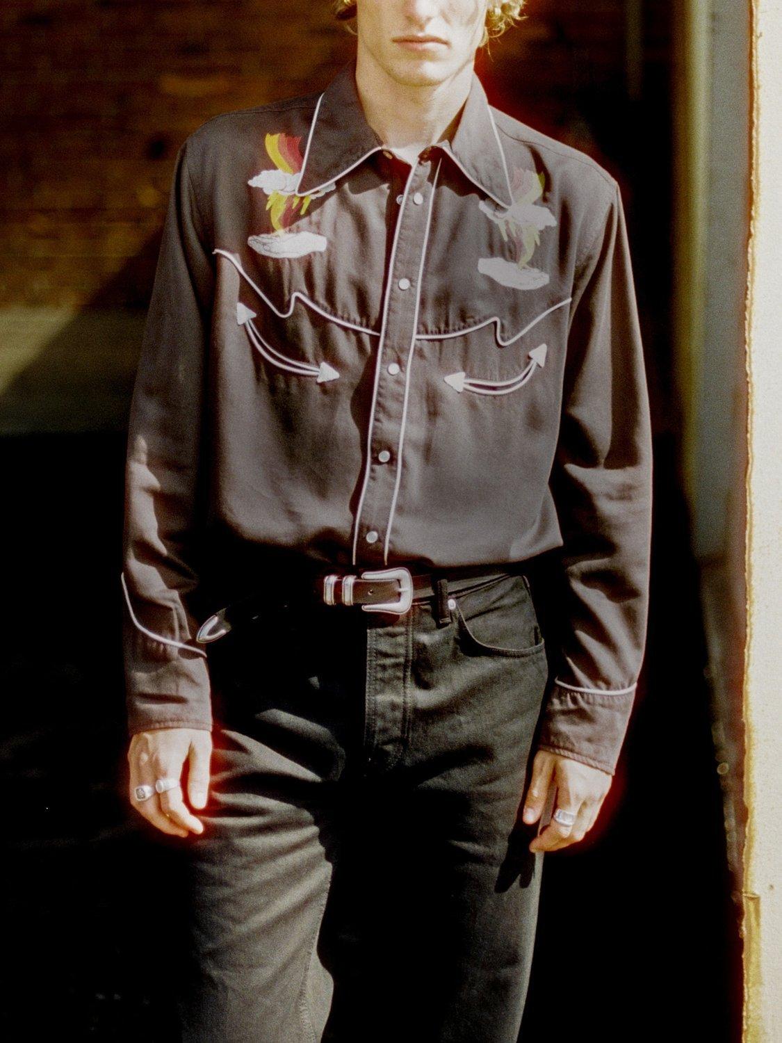 Product image 6 of 6, which shows Nudie Jeans Gonzo Western Shirt, Brown, S