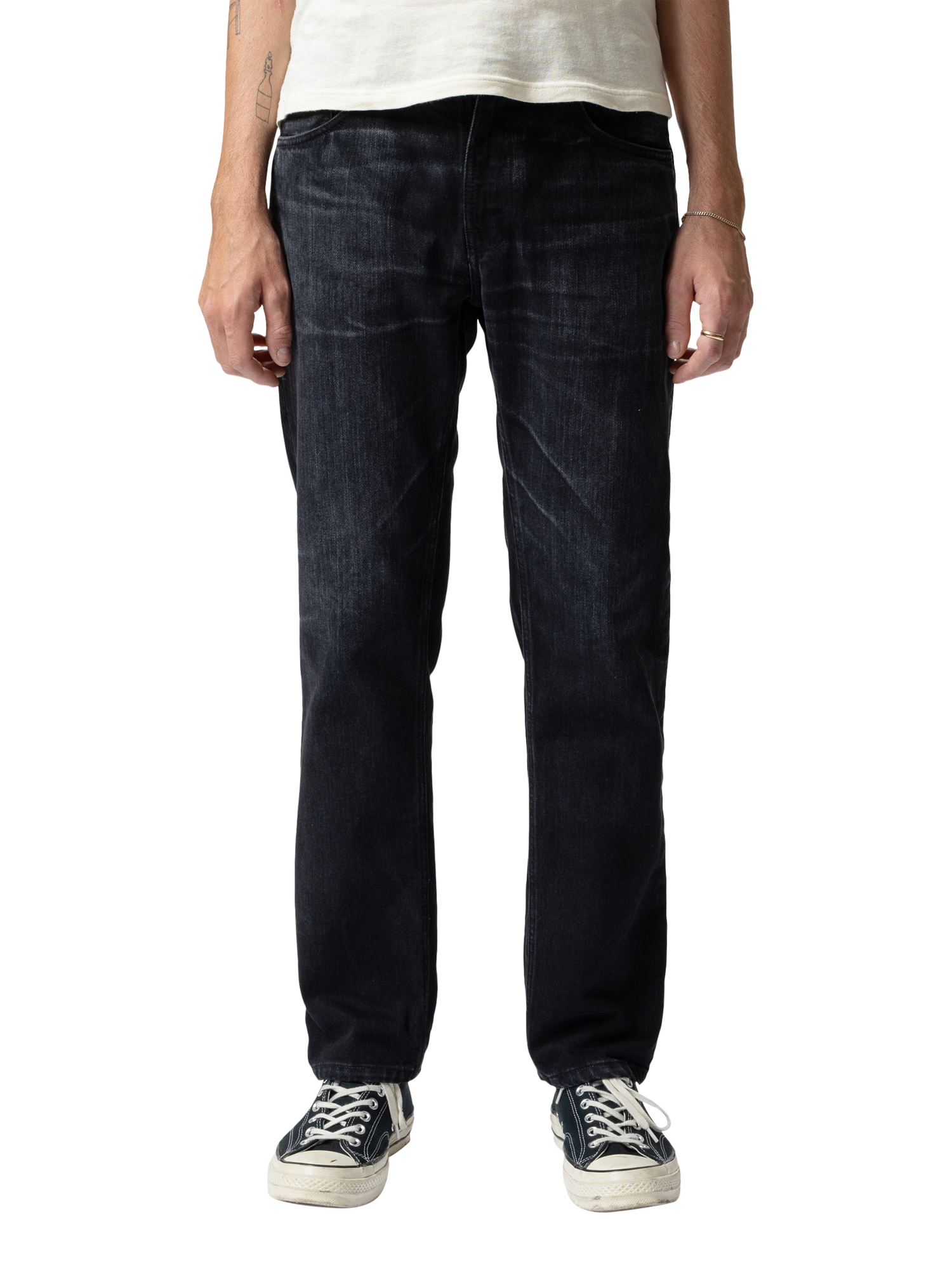 Product image 1 of 6, which shows Nudie Jeans Gritty Jackson Cotton Regular Fit Jeans, Scratched Tracks, 30S