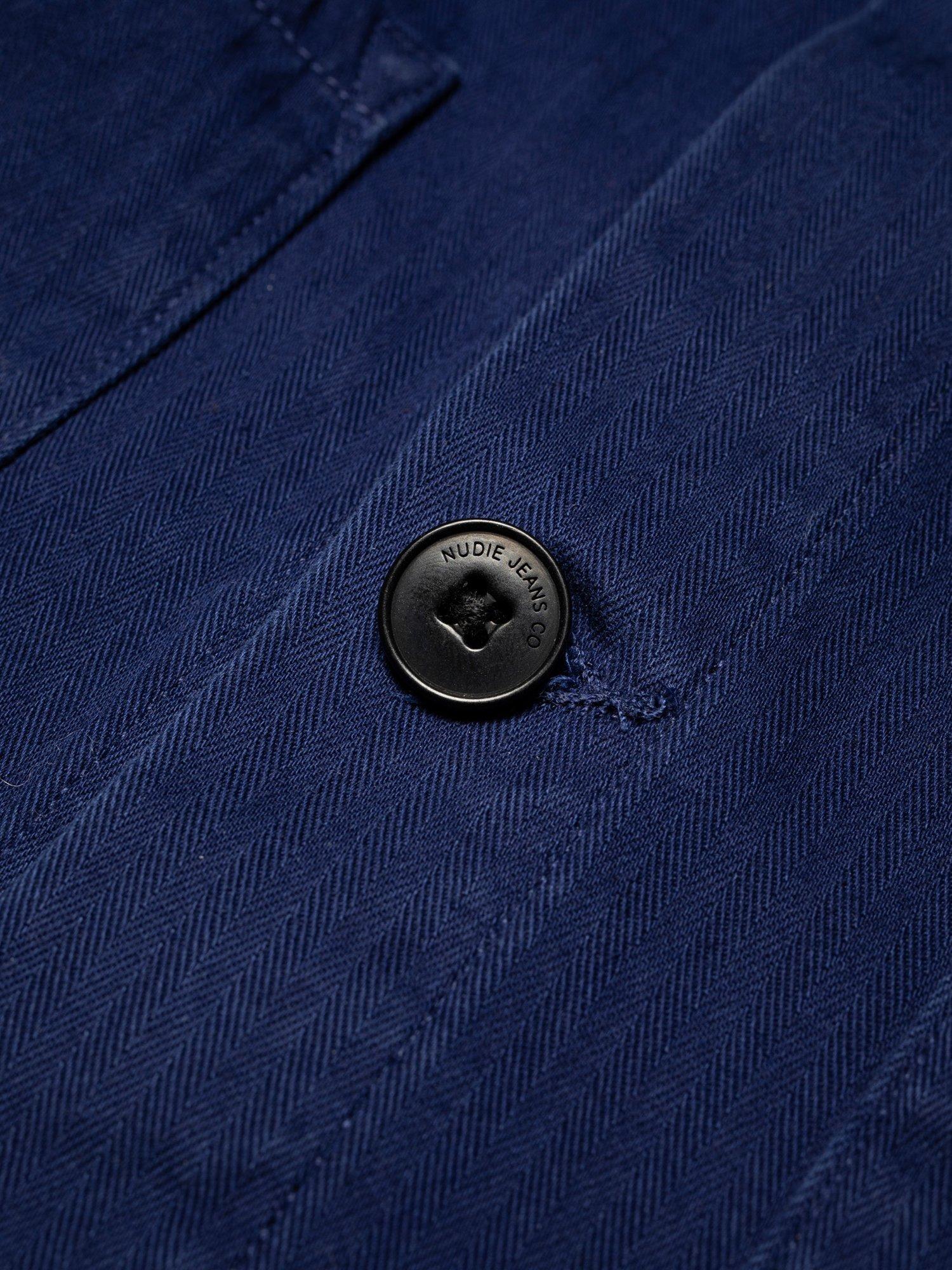 Product image 3 of 6, which shows Nudie Jeans Buddy Cotton Herringbone Chore Jacket, Blue, S