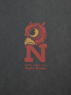 Nudie Jeans Roy Night Tracks Cotton Short Sleeve Crew Neck T-Shirt - view 2, Anthracite