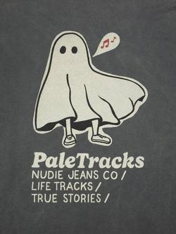 Nudie Jeans Roy Pale Tracks Cotton Short Sleeve Crew Neck T-Shirt - view 2, Anthracite