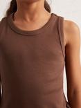Reiss Kids' Violet Cotton Blend Sleeveless Vest, Chocolate
