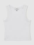 Reiss Kids' Violet Cotton Blend Sleeveless Vest, Ivory