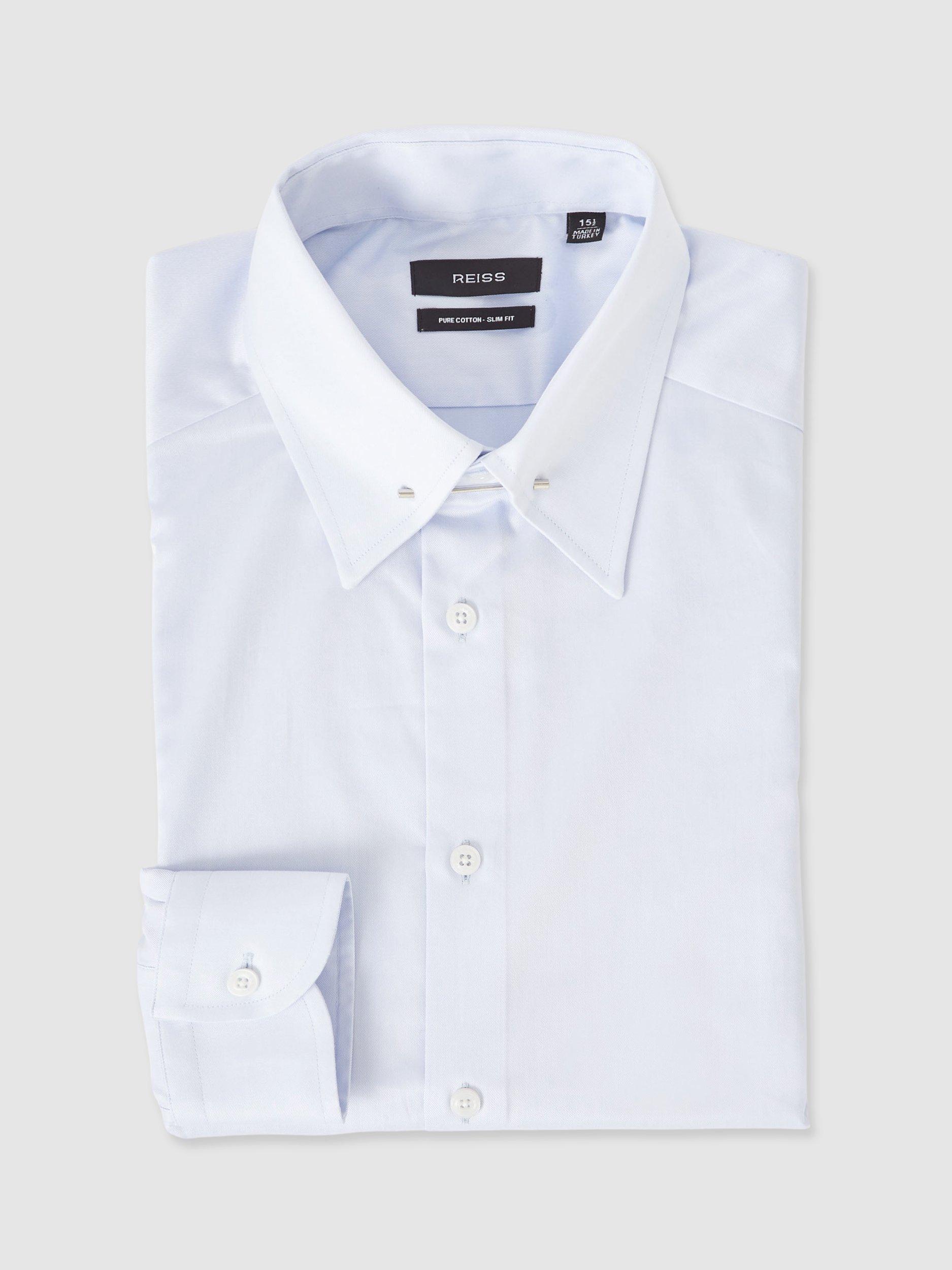 Product image 3 of 11, which shows Reiss Caldwell Cotton Regular Fit Shirt, Soft Blue, XS