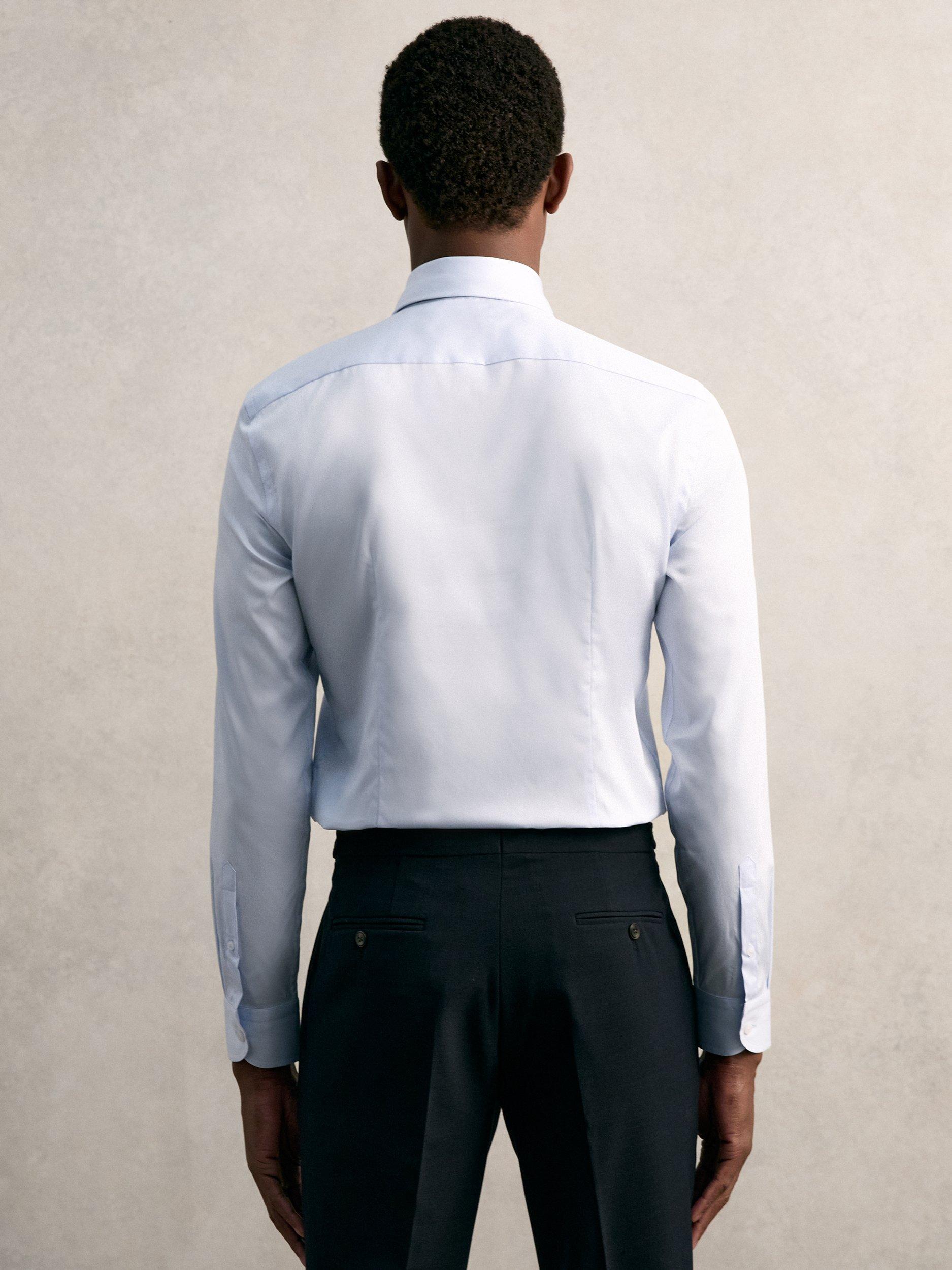 Product image 5 of 11, which shows Reiss Caldwell Cotton Regular Fit Shirt, Soft Blue, XS