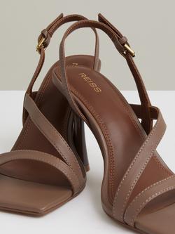 Reiss Cindy Strappy Leather Sandals - view 2, Neutral