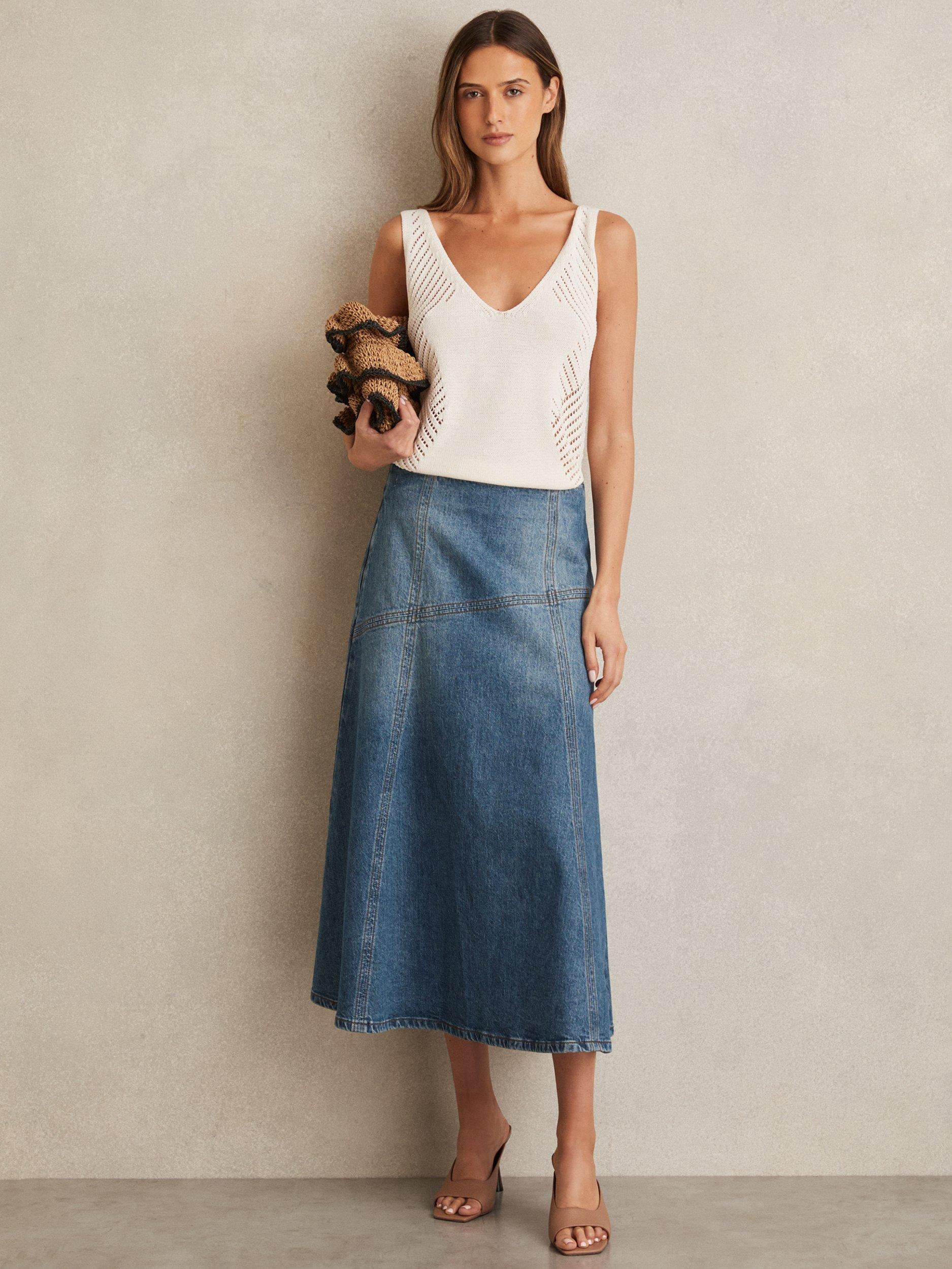 Reiss Fee Denim Midi Skirt
