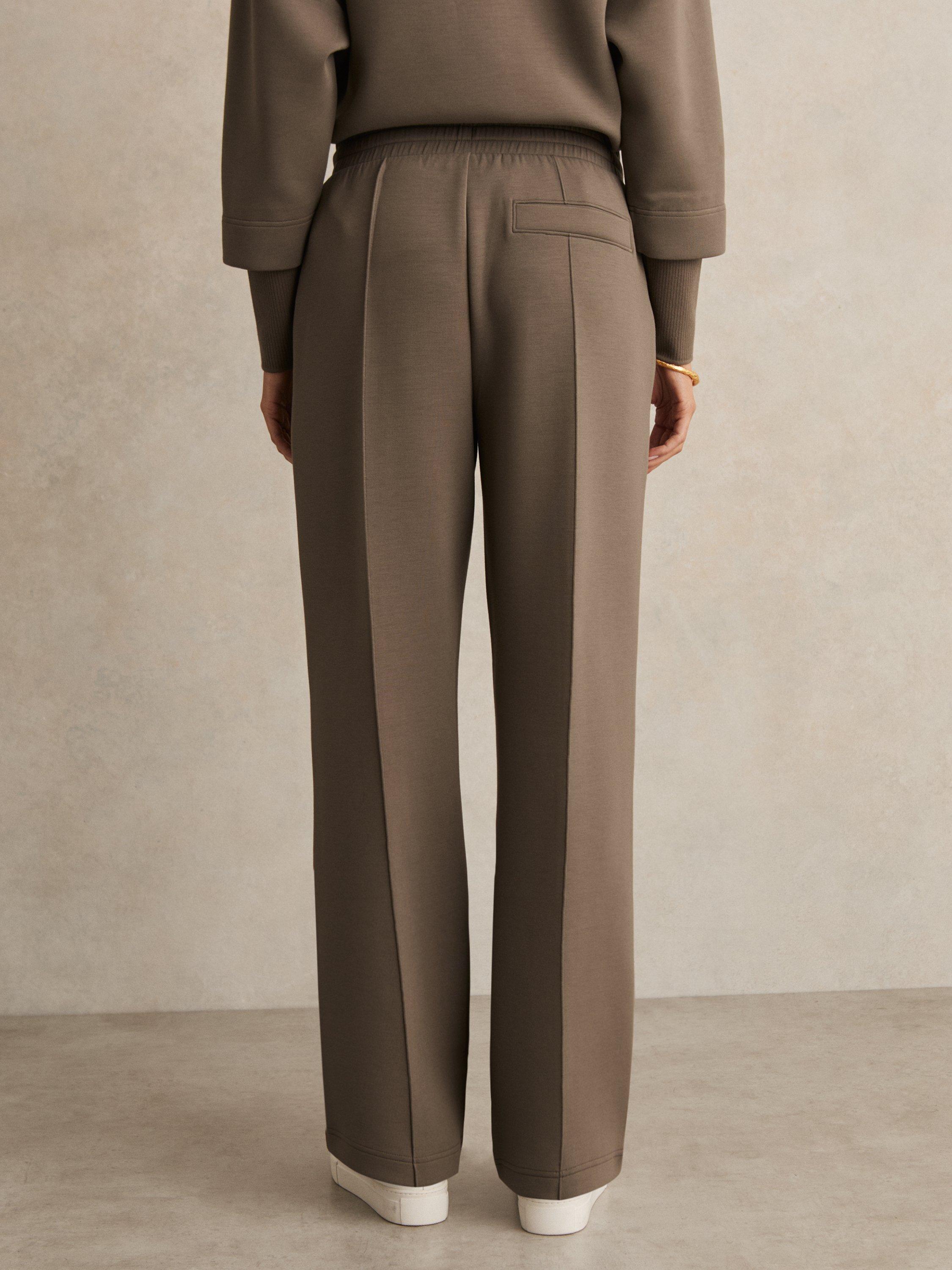 Product image 5 of 5, which shows Reiss Jemma Drawstring Wide Leg Joggers, Khaki Green, XS