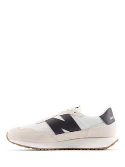 New Balance 237 Logo Suede Trainers, Off White/Black - view 2, Off White/Black