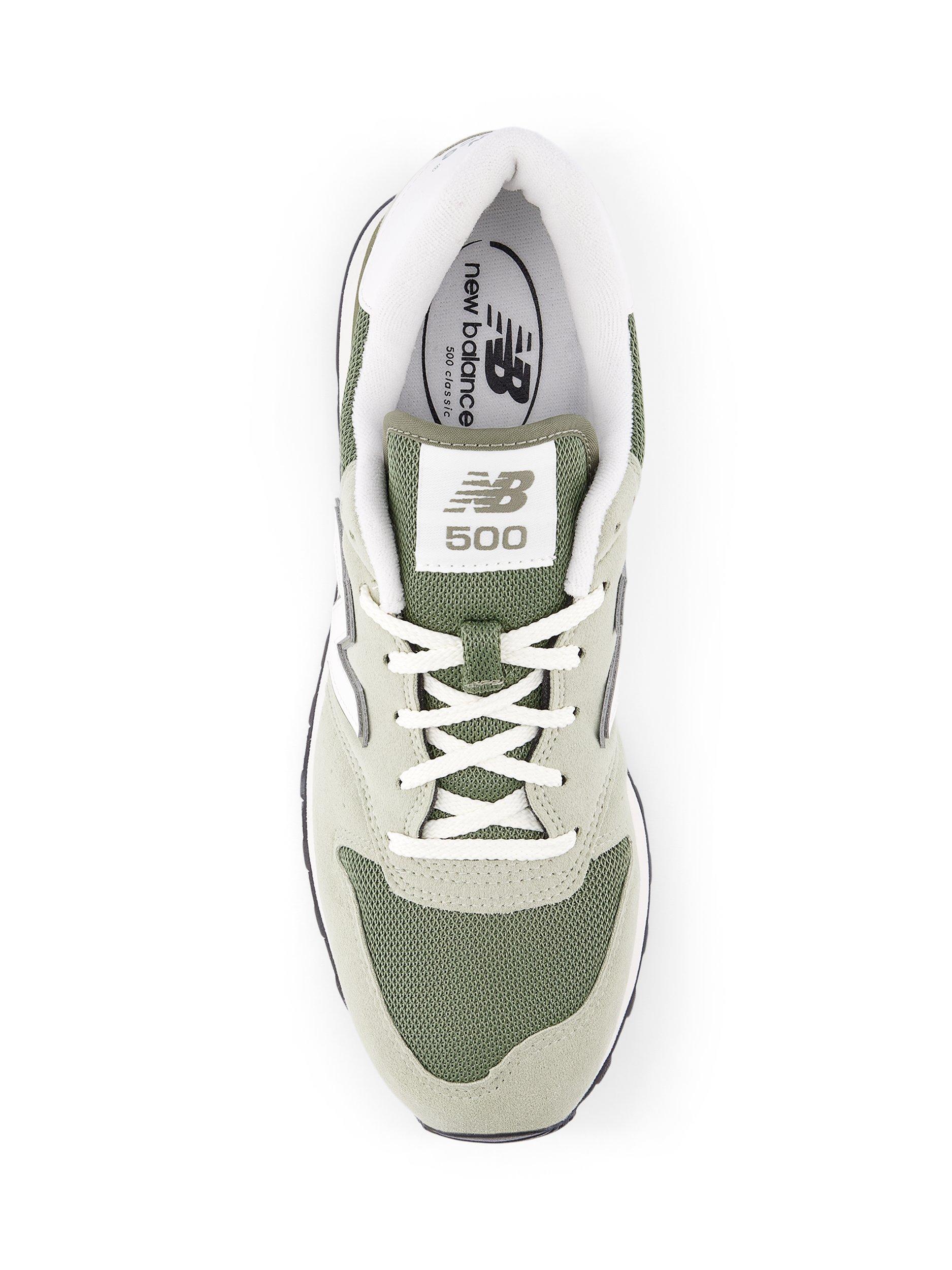 Product image 3 of 5, which shows New Balance 500 Lace Up Trainers, Green/White, 4