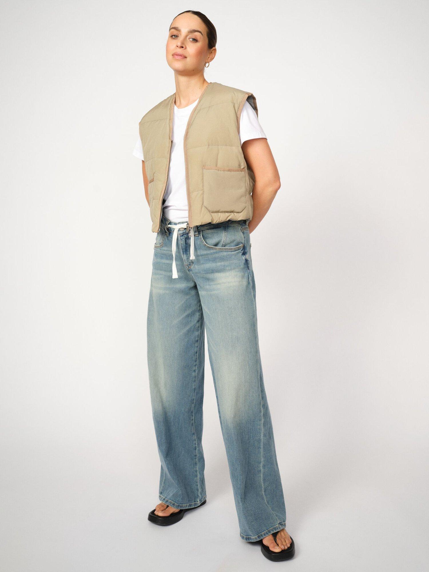 Product image 1 of 4, which shows MOS MOSH Milo Wide Leg Jeans, Mid Blue, 27R