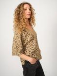MOS MOSH MMTaci V-Neck Leopard Print Knitted Wool Blend Jumper