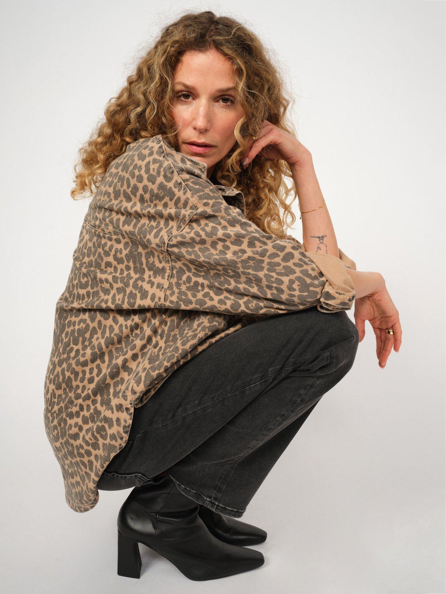Product image 2 of 4, which shows MOS MOSH Emme Leopard Print Shirt, Brown/Multi, XL