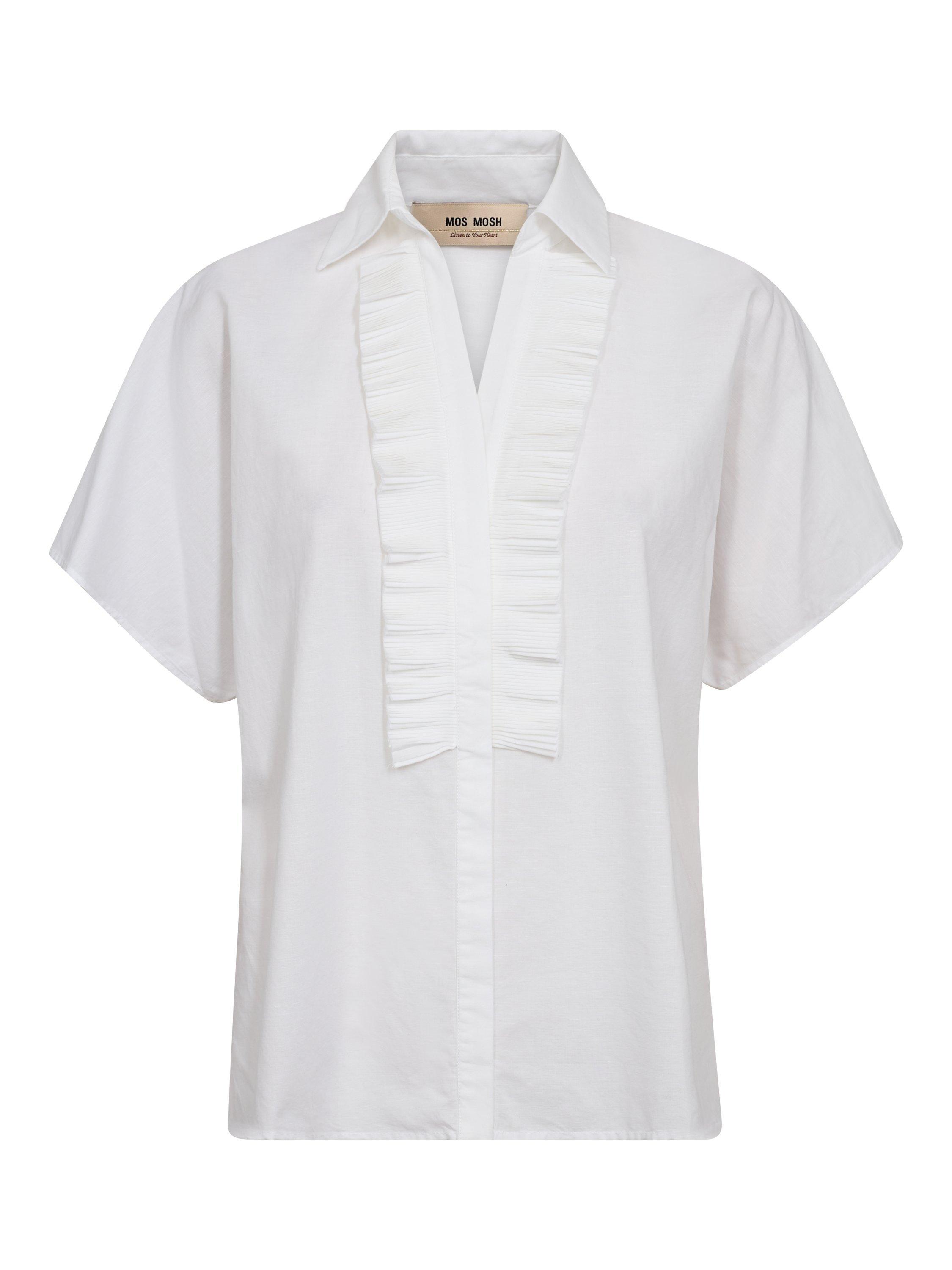 Product image 4 of 4, which shows MOS MOSH Biana Ruffle Short Sleeve Shirt, White, XL