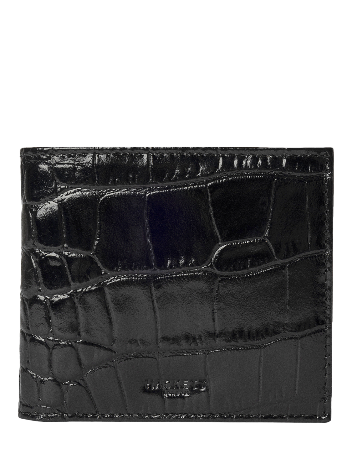 Product image 1 of 4, which shows Hackett London Leather Croc Stamped Wallet, Black, One Size