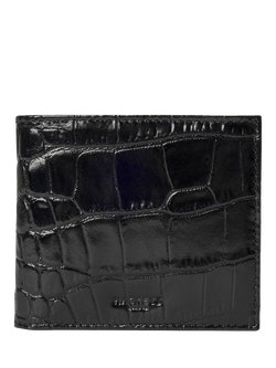 Hackett London Leather Croc Stamped Wallet, Black