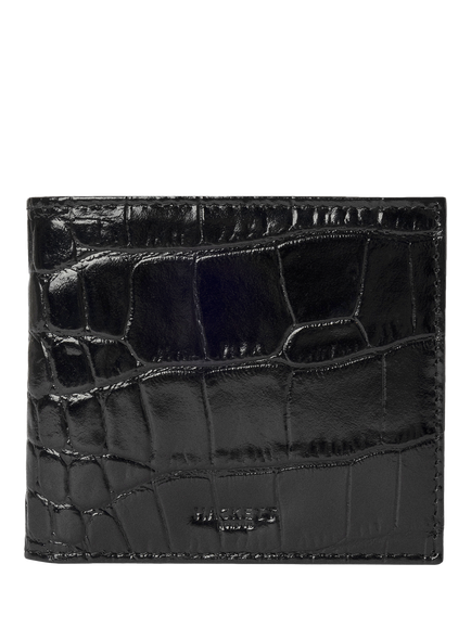 Hackett London Leather Croc Stamped Wallet, Black