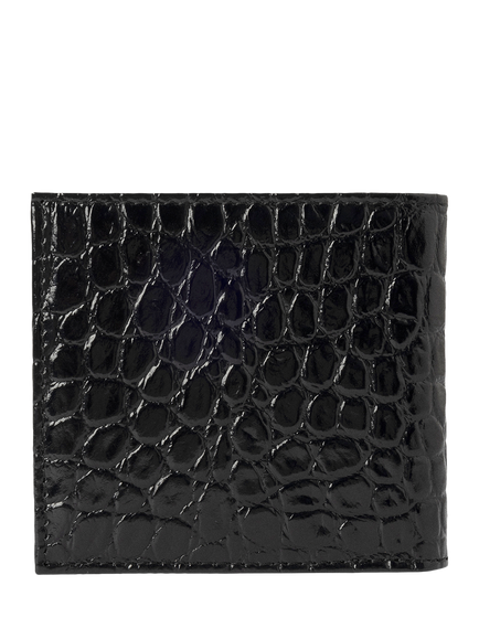 Hackett London Leather Croc Stamped Wallet - view 2, Black