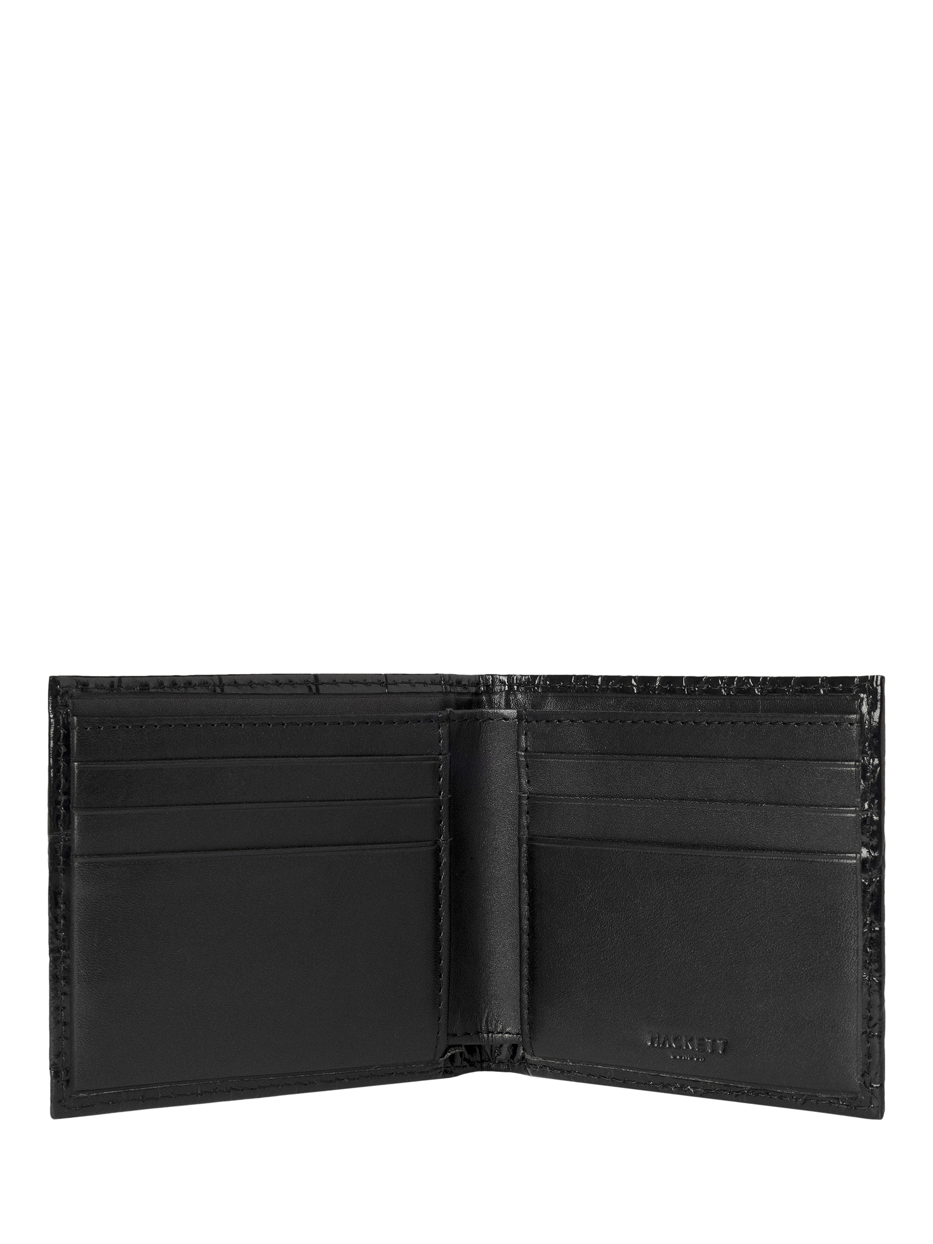 Product image 3 of 4, which shows Hackett London Leather Croc Stamped Wallet, Black, One Size