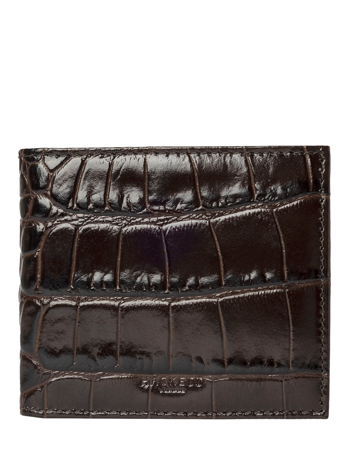 Product image 1 of 4, which shows Hackett London Leather Croc Stamped Wallet, Brown, One Size
