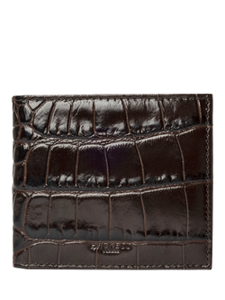 Hackett London Leather Croc Stamped Wallet, Brown