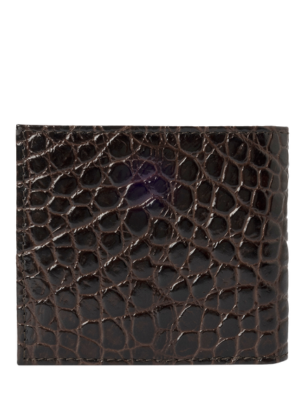 Hackett London Leather Croc Stamped Wallet - view 2, Brown