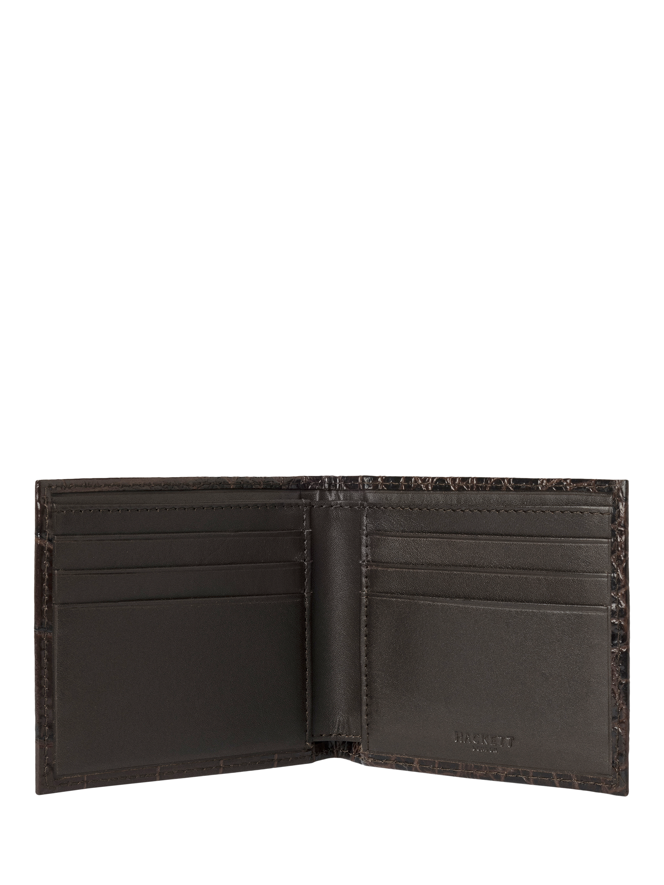 Product image 3 of 4, which shows Hackett London Leather Croc Stamped Wallet, Brown, One Size