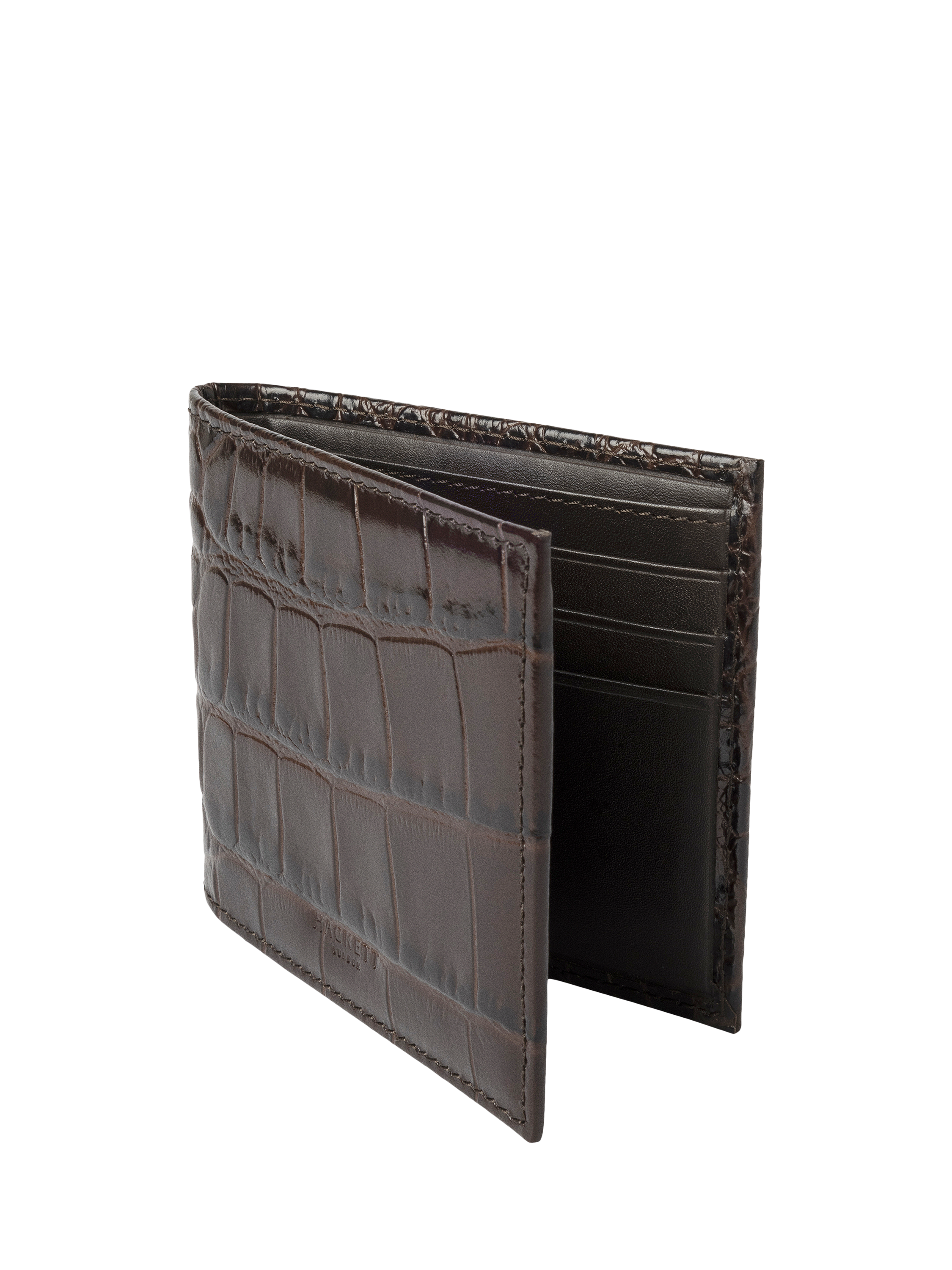 Product image 4 of 4, which shows Hackett London Leather Croc Stamped Wallet, Brown, One Size