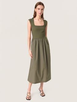 Soaked In Luxury Simone Phoebe Sleeveless Cotton Blend Midi Dress, Grape Leaf