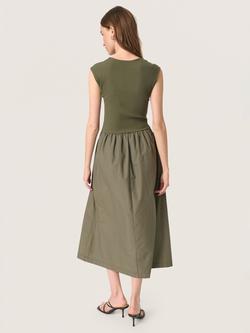 Soaked In Luxury Simone Phoebe Sleeveless Cotton Blend Midi Dress - view 2, Grape Leaf