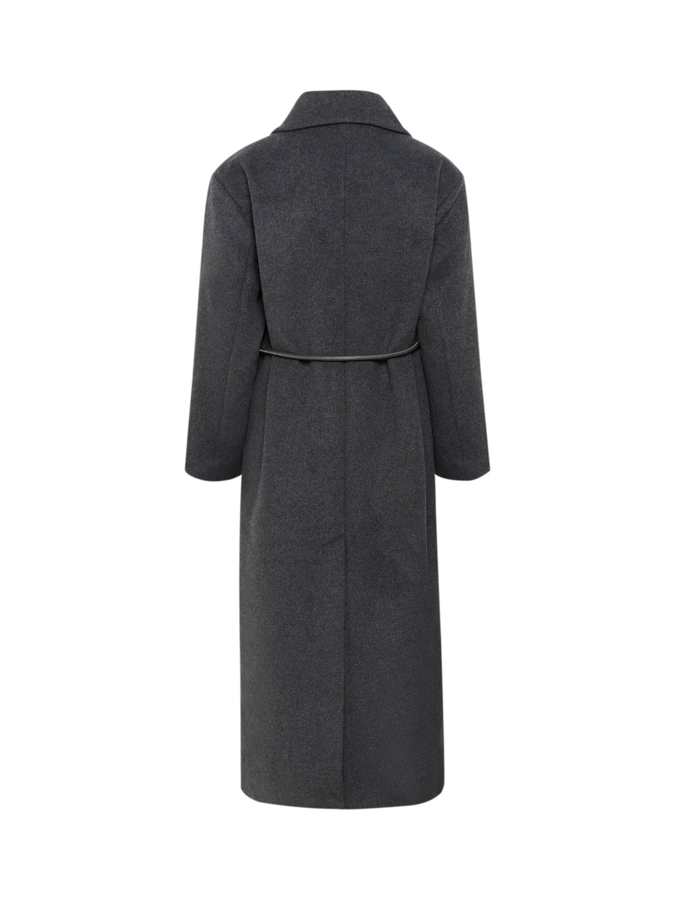 Product image 5 of 5, which shows Soaked In Luxury SLMafalda Collared Wool Blend Longline Jacket, Dark Grey Melange, XS