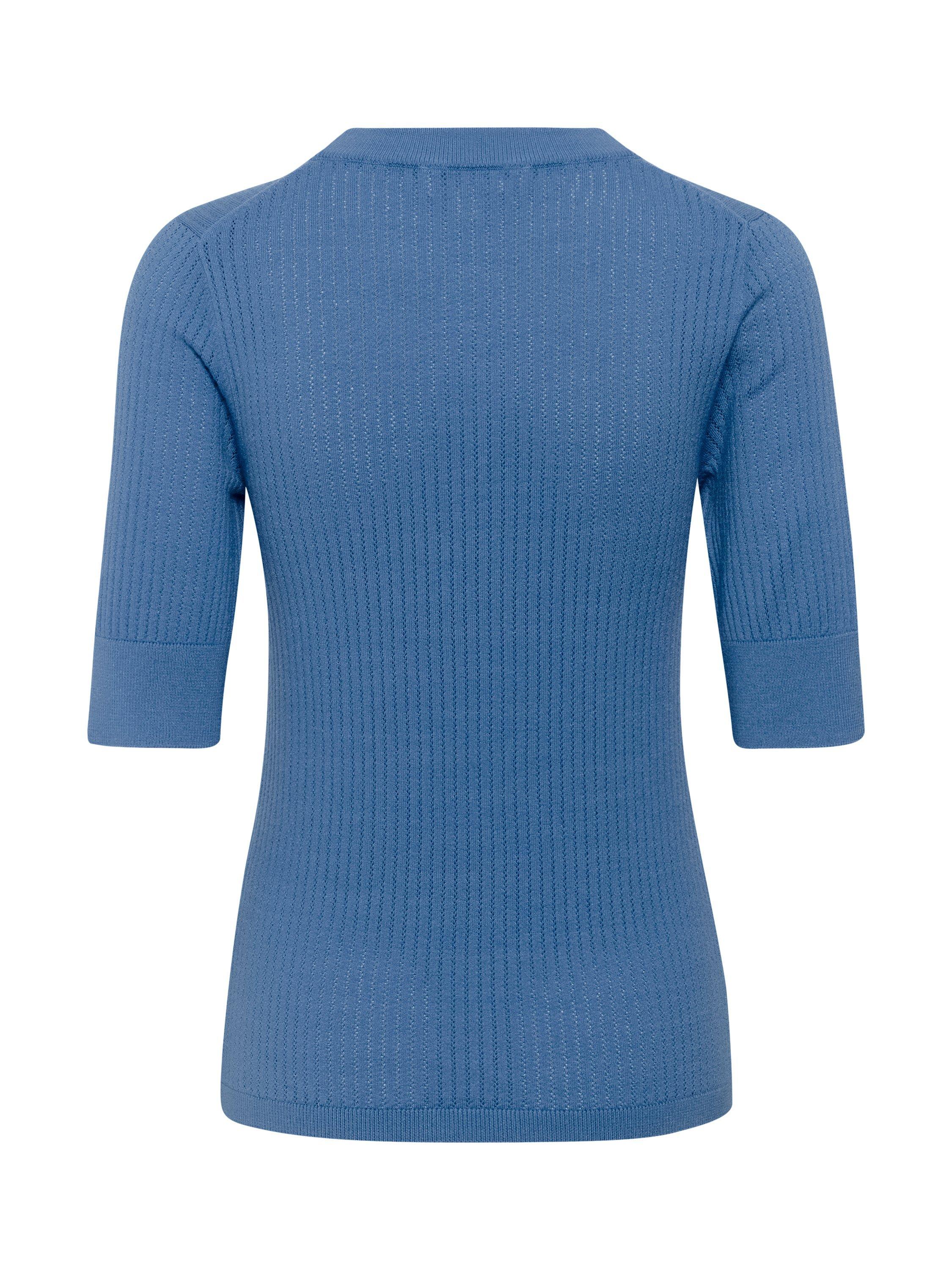 Product image 6 of 6, which shows Soaked In Luxury Spina Ribbed Crew Neck Jumper, Blue Yonder, XS