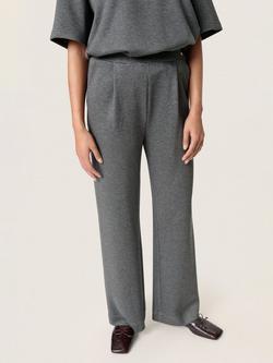 Soaked In Luxury SLMarigold Mid Rise Tailored Trousers, Grey Melange