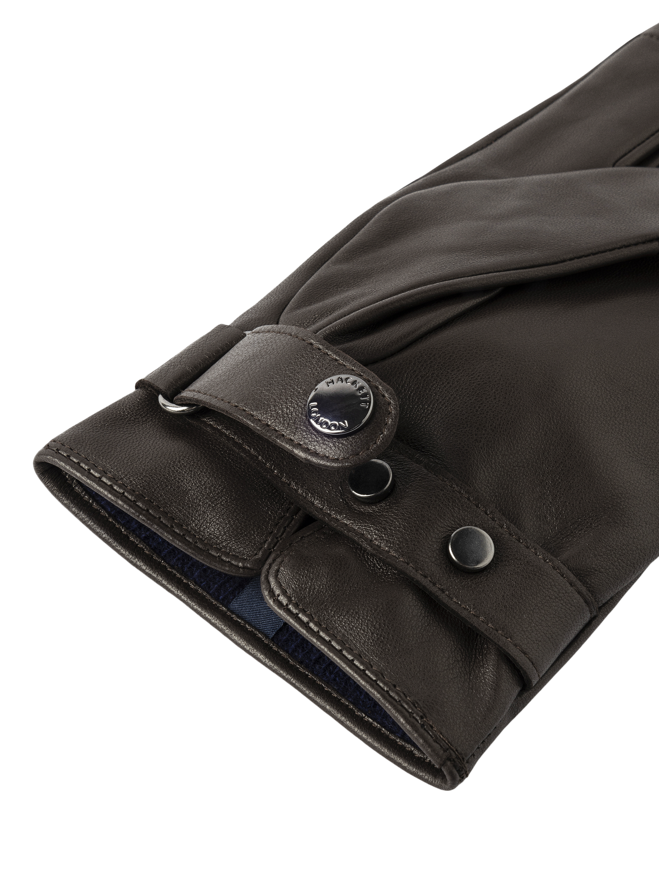 Product image 4 of 4, which shows Hackett London Leather Gloves, Brown, M