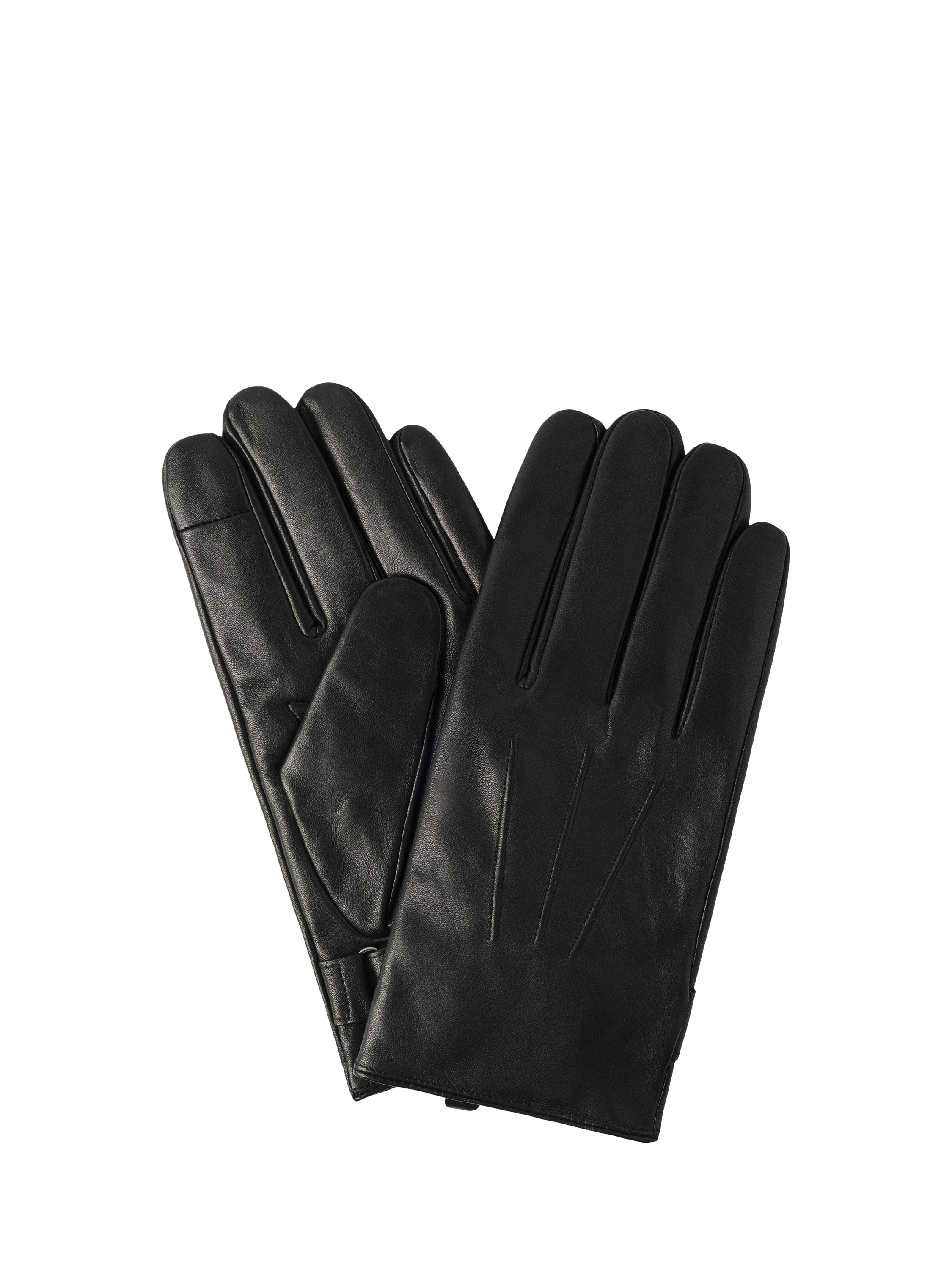 Product image 2 of 4, which shows Hackett London Leather Gloves, Black, M
