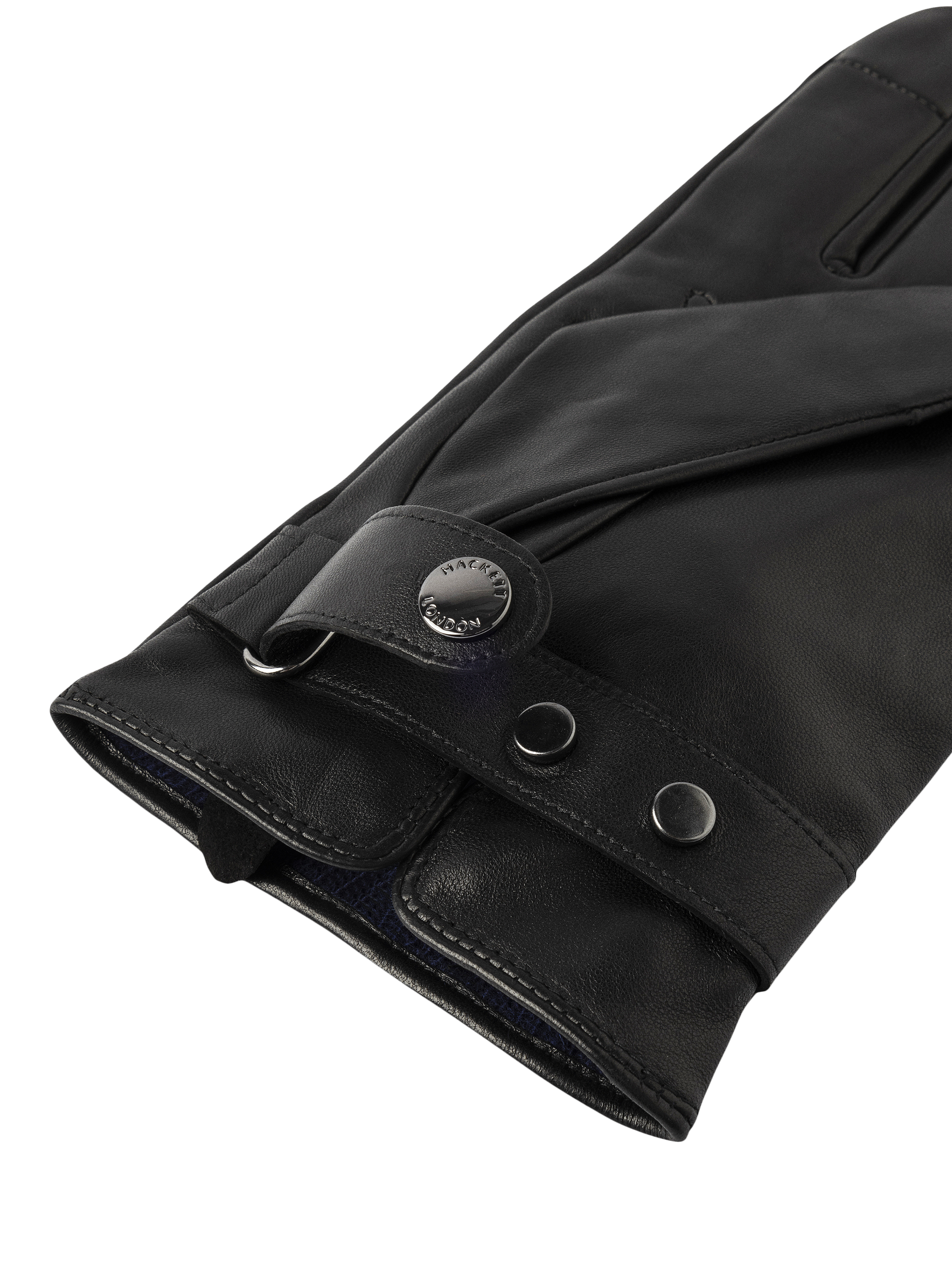 Product image 4 of 4, which shows Hackett London Leather Gloves, Black, M