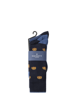 Hackett London Harry Cotton Blend Socks, Pack of 3, Ink Blue/Multi - view 2, Ink Blue/Multi
