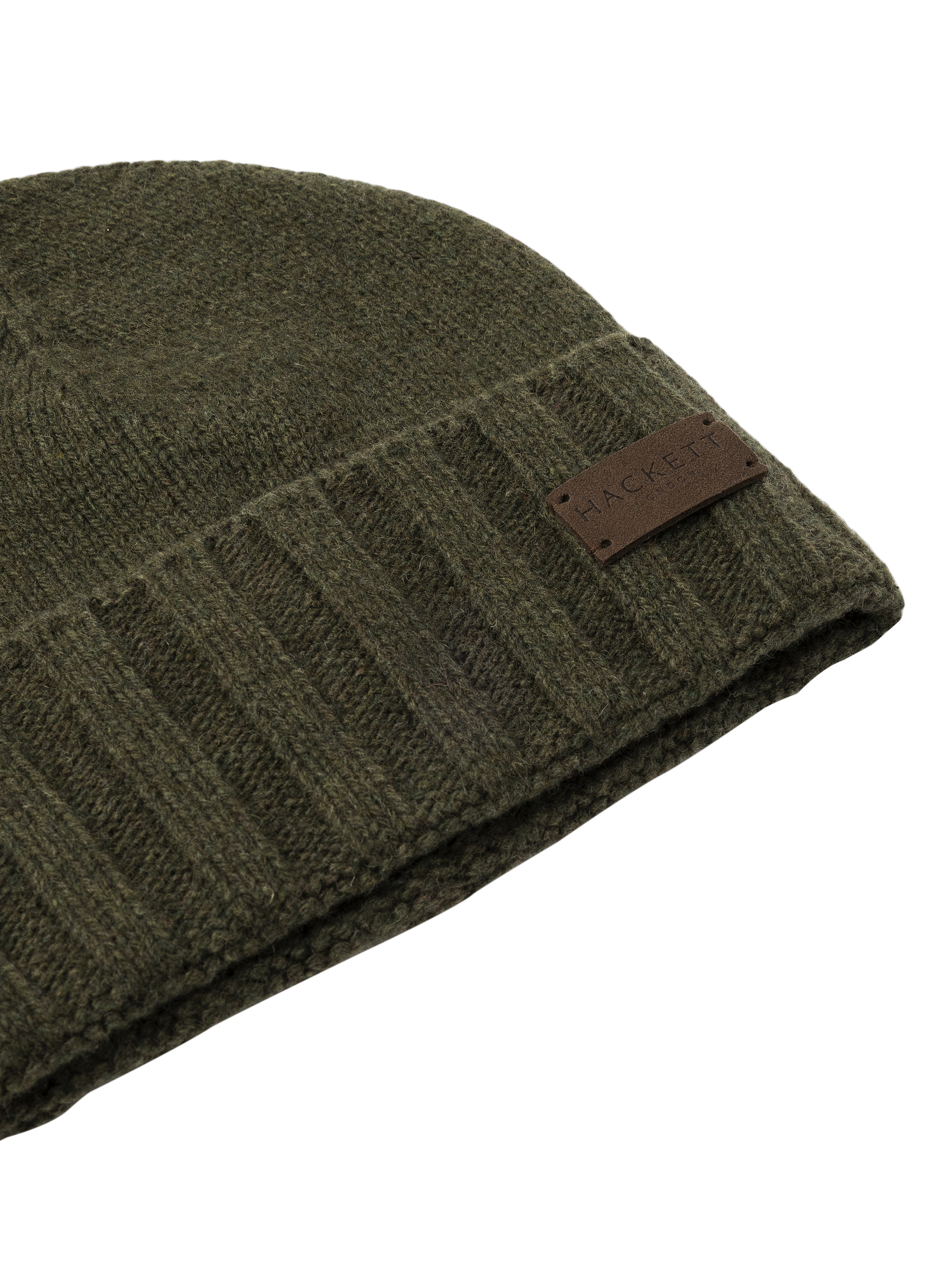 Product image 3 of 4, which shows Hackett London Knitted Beanie Hat, Cargo Green