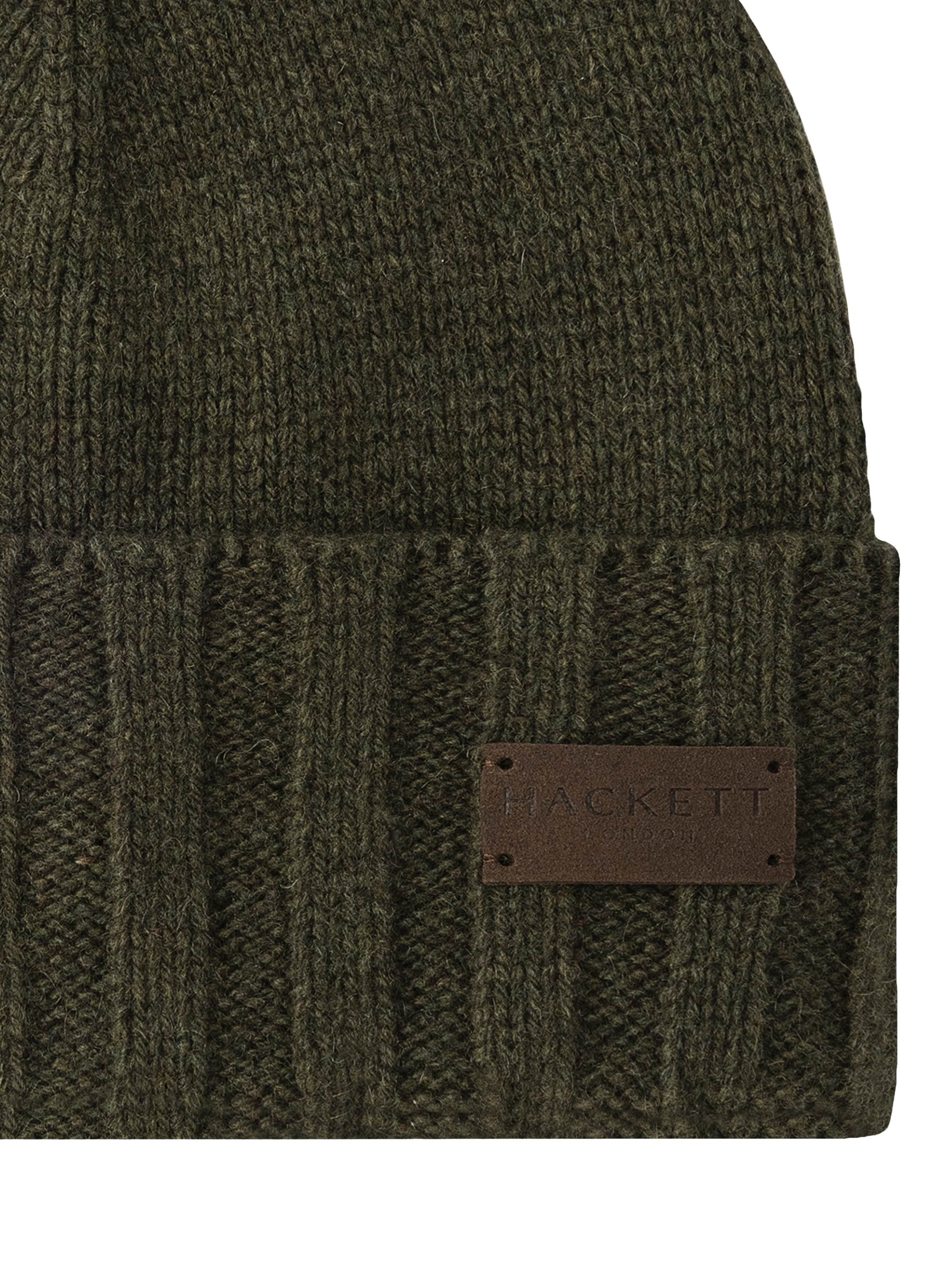 Product image 4 of 4, which shows Hackett London Knitted Beanie Hat, Cargo Green